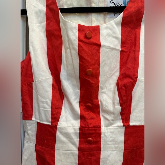 Bea & Dot by ModCloth Retro Pinup Rockabilly Stripe Red White Midi Dress Size S - Picture 4 of 12